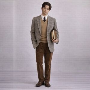 Vintage 90s Gray Kuppenheimer Harris Tweed Blazer Sz 43R Jacket Wool Academia